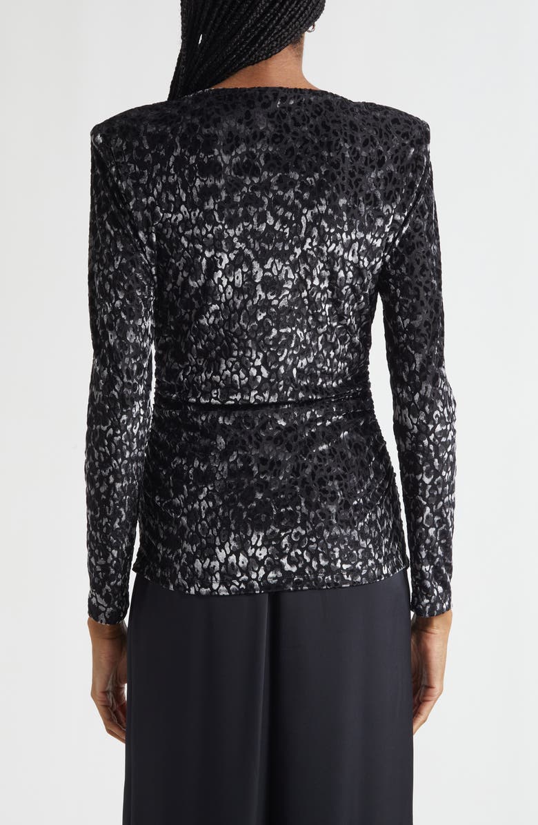 Ramy Brook Lira Platinum Jacquard Shirt, Alternate, color, Black Leopard Burnout
