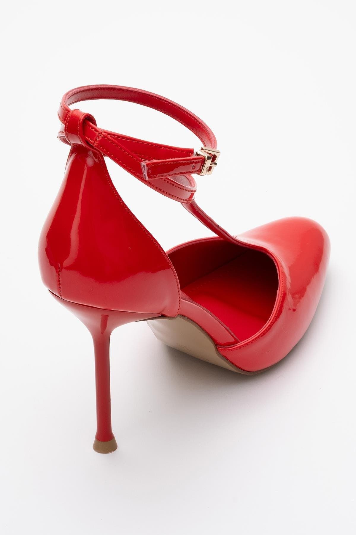 Jon T Strap Pump, Alternate, color, Red Patent