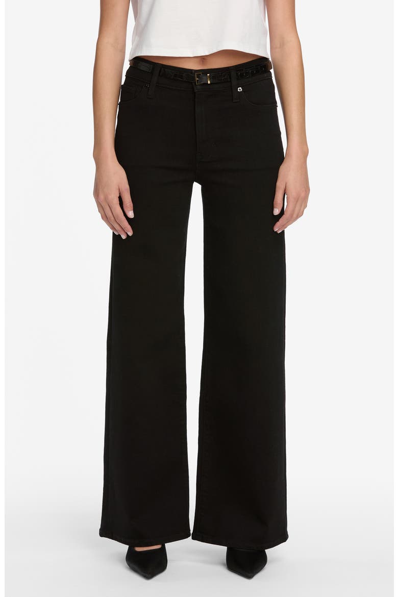 Pixie Le Slim Palazzo High Waist Wide Leg Jeans, Main, color, BLACK
