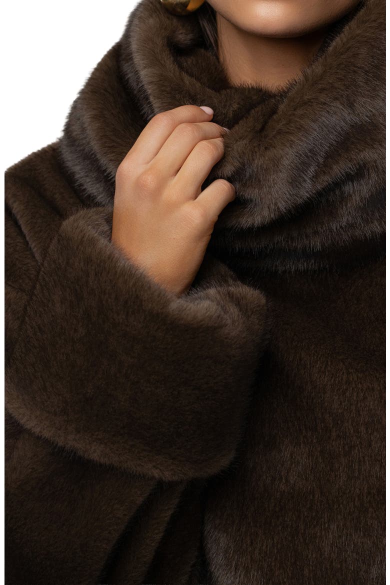 Turtleneck Faux Fur Pullover, Alternate, color, BROWN