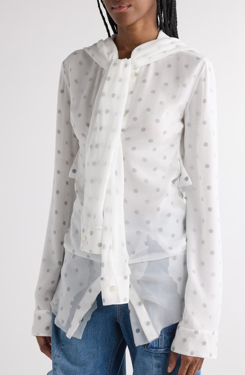 Acne Studios Tow Polka Dot Georgette Shirt, Alternate, color, Black/ White