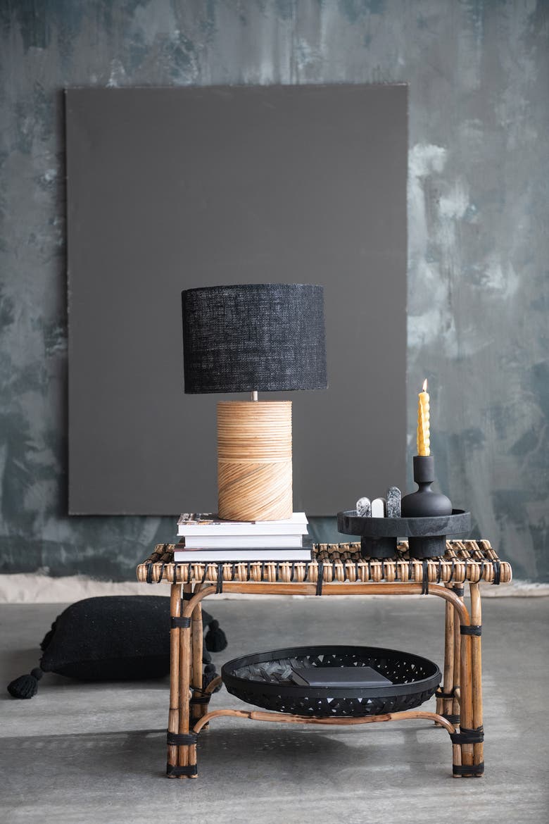 Paulownia Wood Pedestal Tray, Alternate, color, Black