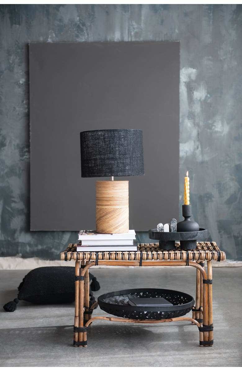 Storied Home Paulownia Wood Pedestal Tray, Alternate, color, Black