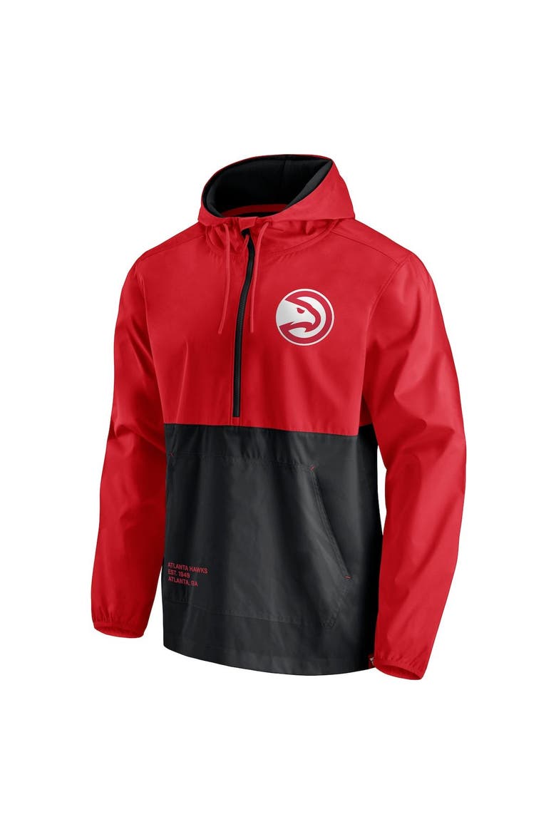 Men's Fanatics Branded Red/Black Atlanta Hawks Anorak Windbreaker Half-Zip Hoodie Jacket, Alternate, color, Red