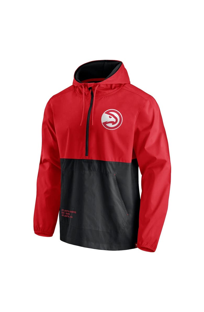 FANATICS Men's Fanatics Branded Red/Black Atlanta Hawks Anorak Windbreaker Half-Zip Hoodie Jacket, Alternate, color, 