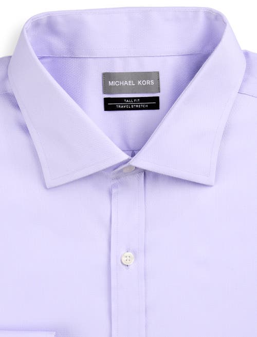 Michael Kors Men's Regular Fit Comfort Stretch Ultra Wrinkle-resistant Solid Dress Shirt In Purple