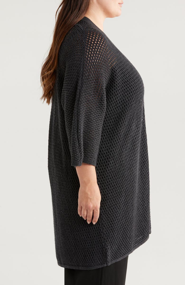 Eileen Fisher Open Stitch Longline Wool Cardigan, Alternate, color,