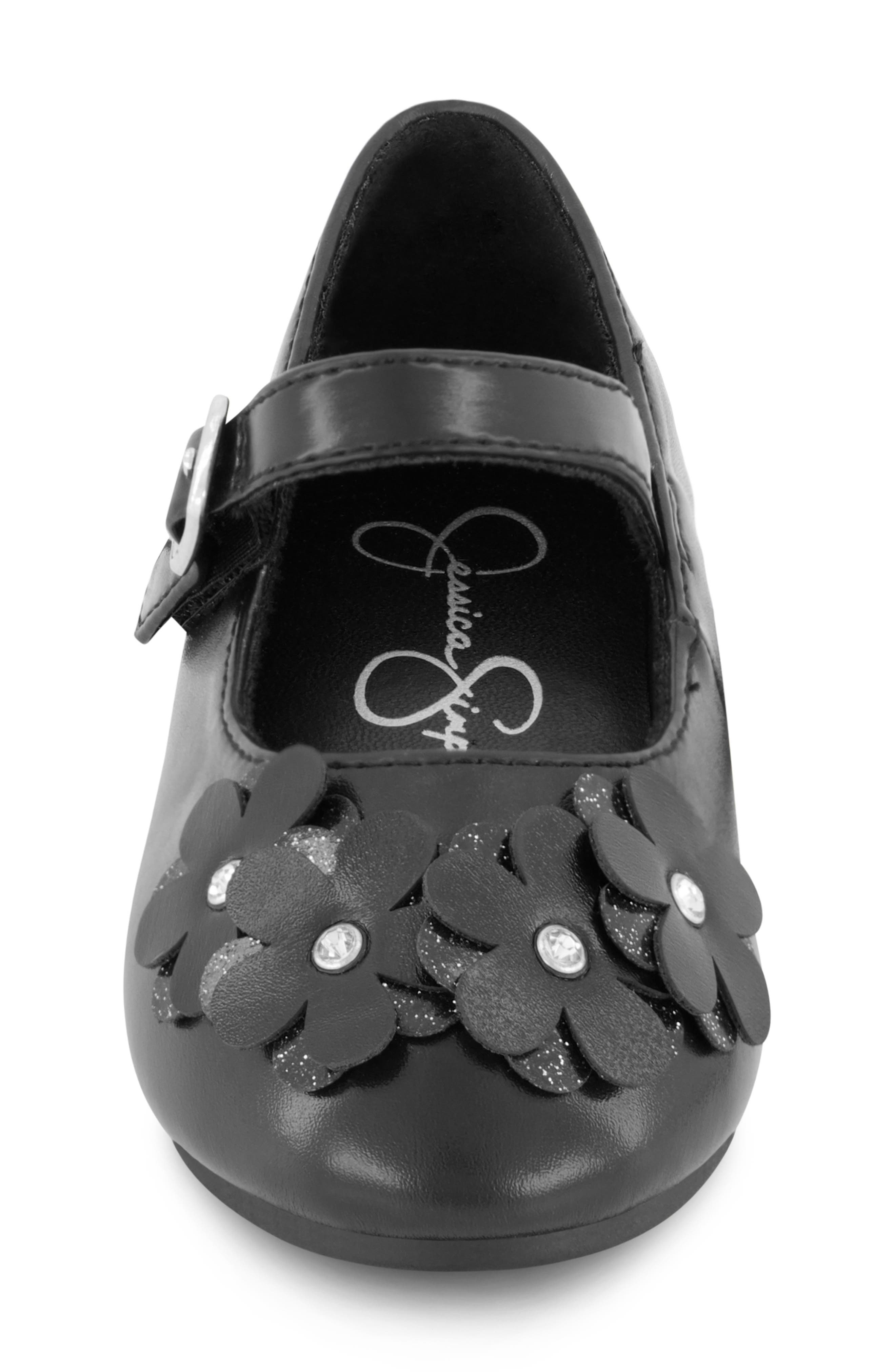 Jessica Simpson Kids' Amy Petal Mary Jane Flat, Alternate, color, Black