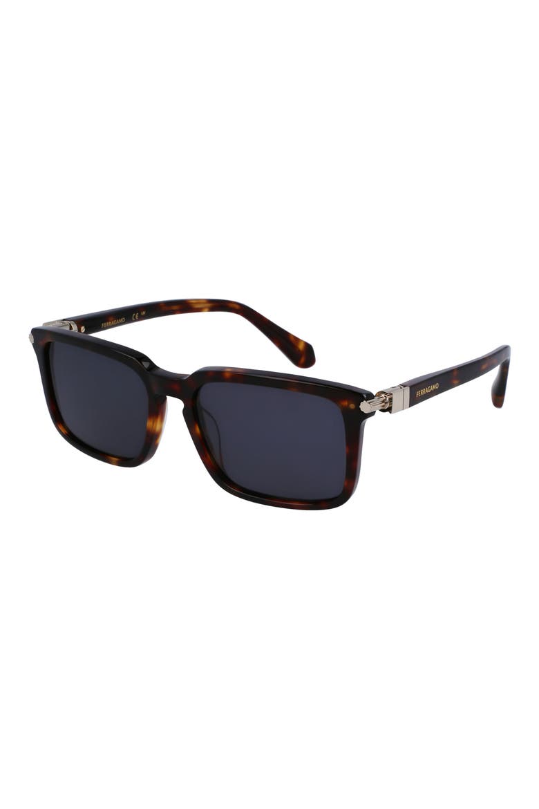 Gancini Evolution 56mm Rectangular Sunglasses, Alternate, color, DARK TORTOISE