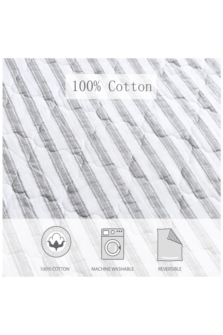 Willow Way Ticking Stripe Quilt & Sham Set, Alternate, color, LT-PASTEL GREY