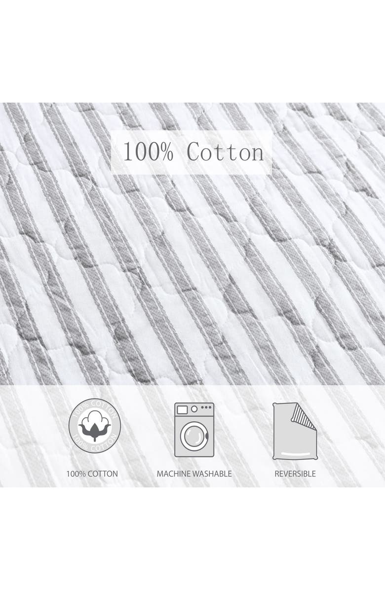 STONE COTTAGE Willow Way Ticking Stripe Quilt & Sham Set, Alternate, color, Light Pastel Grey