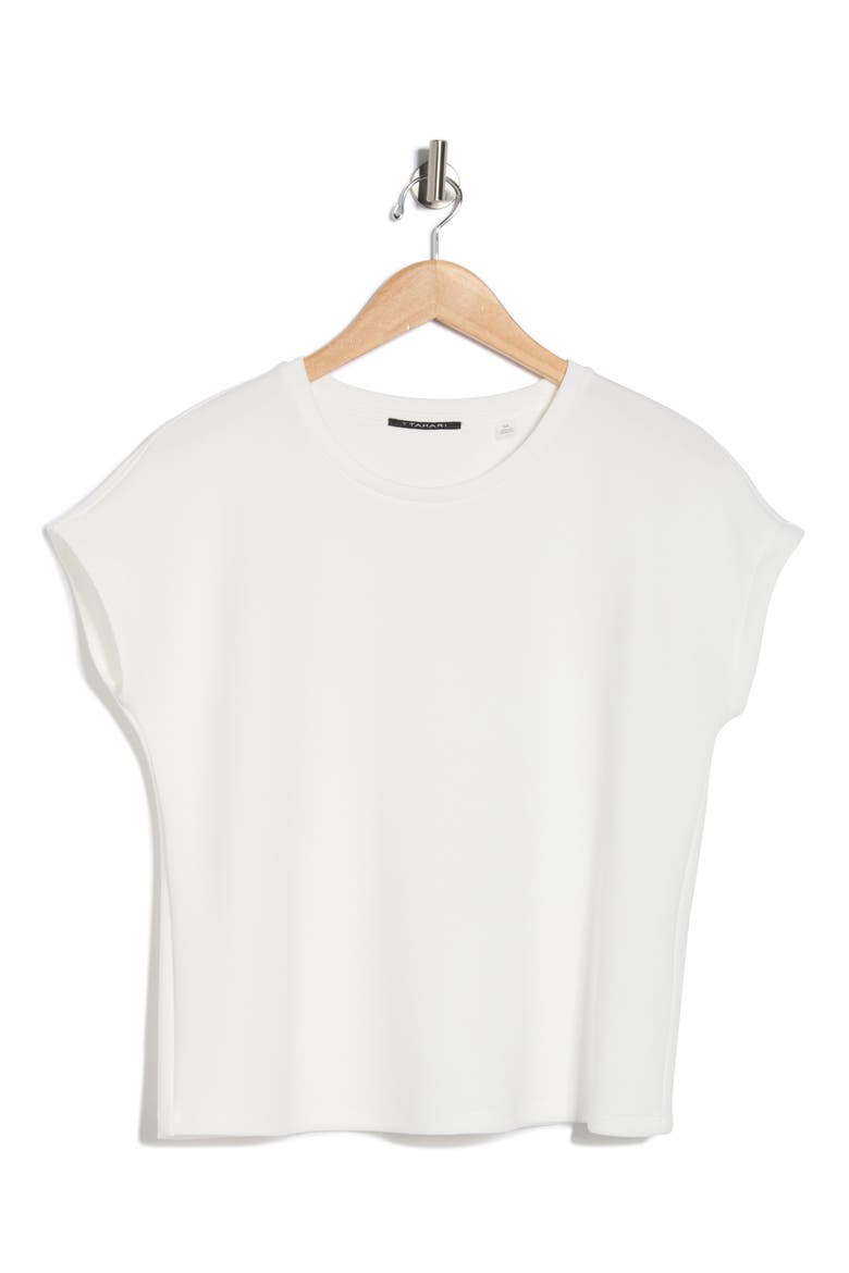 Extended Shoulder Crewneck Scuba Knit T-Shirt, Alternate, color, WHITE