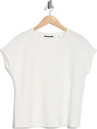 T Tahari Extended Shoulder Crewneck Scuba Knit T-Shirt