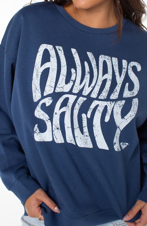 Roxy Morning Hike Oversize Fleece Graphic Sweatshirt In Blue