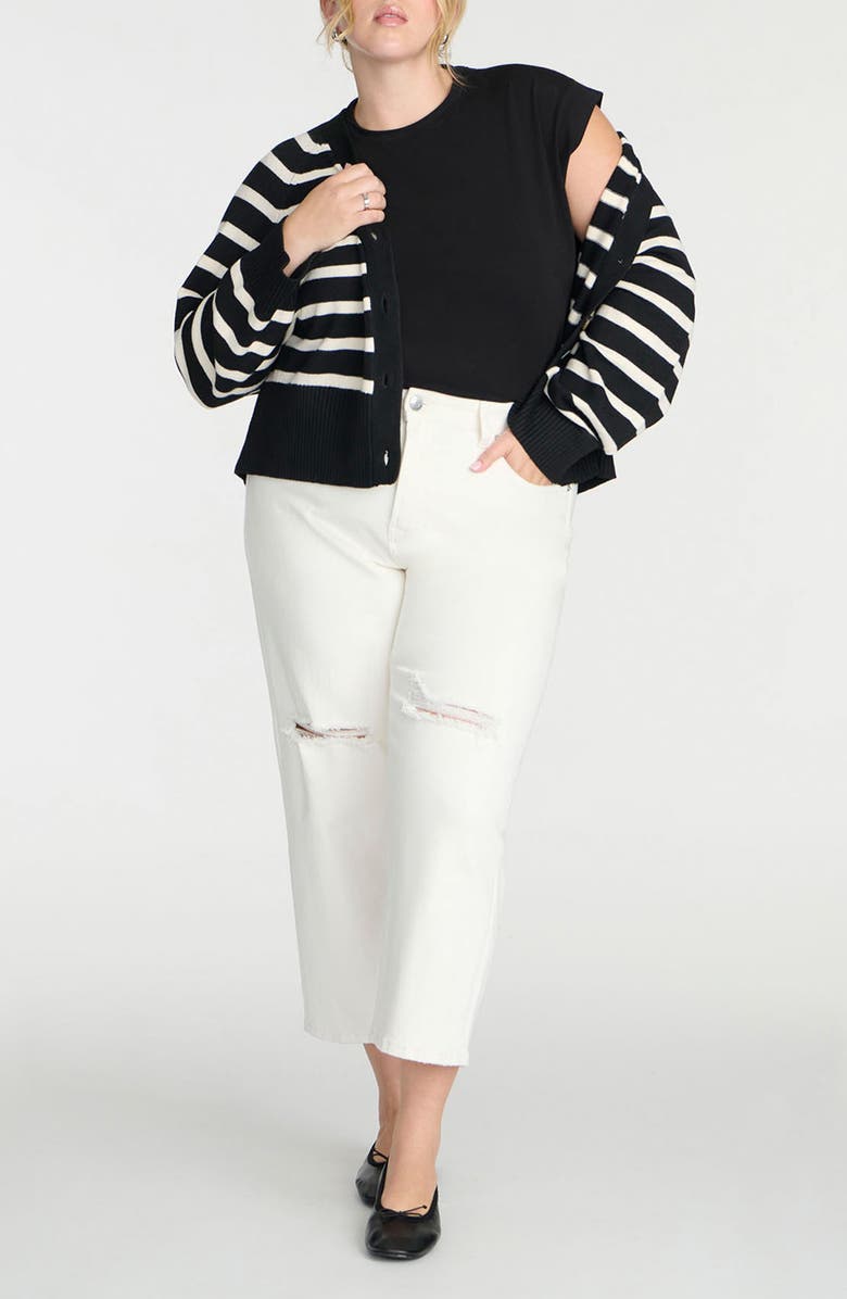 ELOQUII Cap Sleeve Jersey T-Shirt, Alternate, color, 