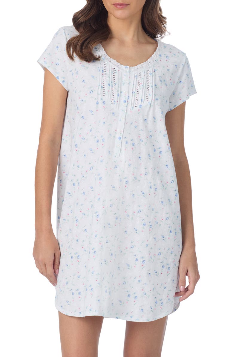 Eileen West Cotton Jersey Short Nightgown, Main, color, Rose Bud Print