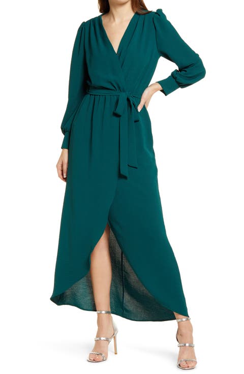 Wrap Front Long Sleeve Dress