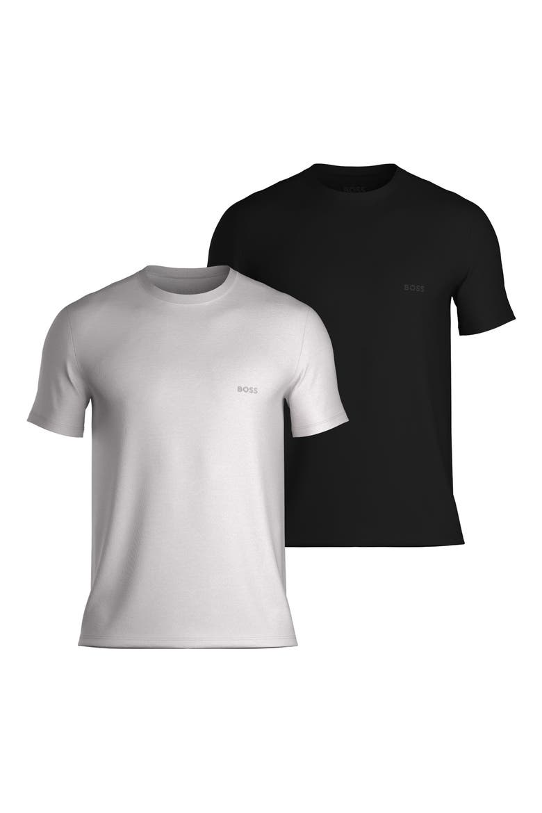 Assorted 2-Pack Rib Cotton T-Shirts, Main, color, GREY/BLACK
