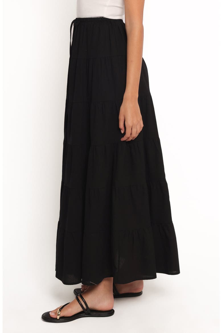 Archy Tiered Maxi Skirt, Alternate, color, BLACK