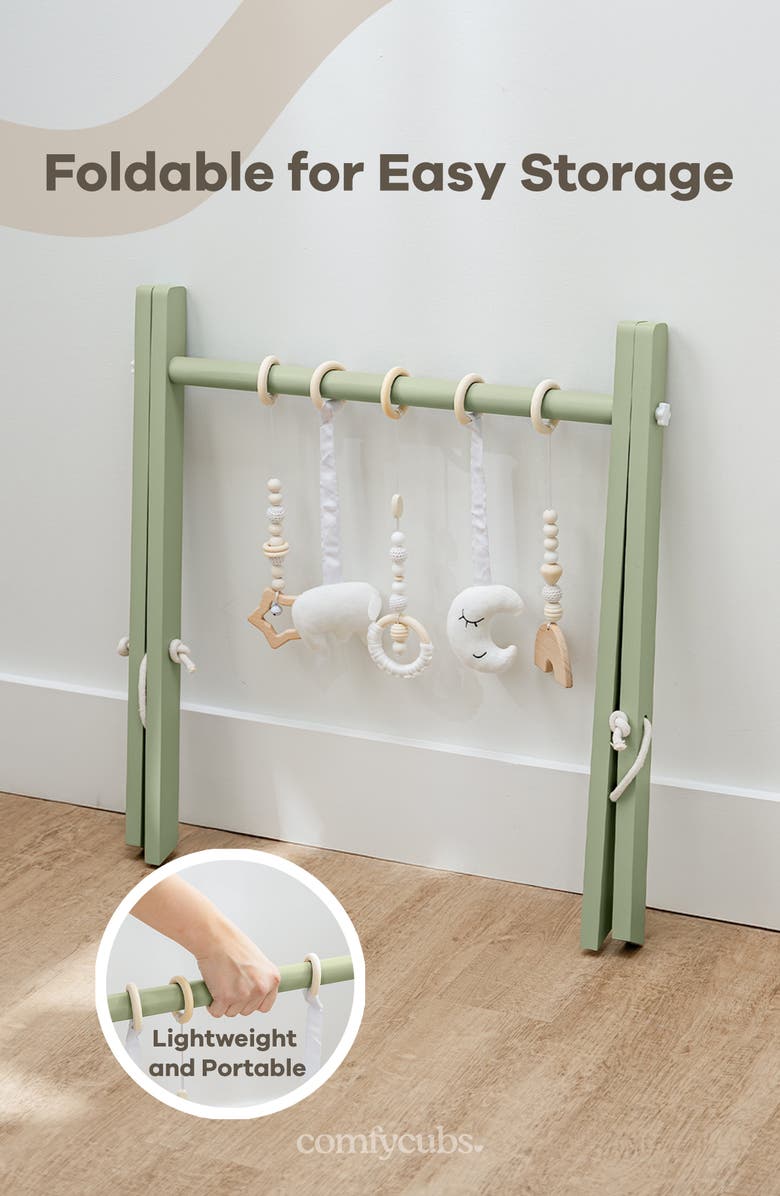 Comfy Cubs Wooden Baby Play Gym Set, Alternate, color, Sage