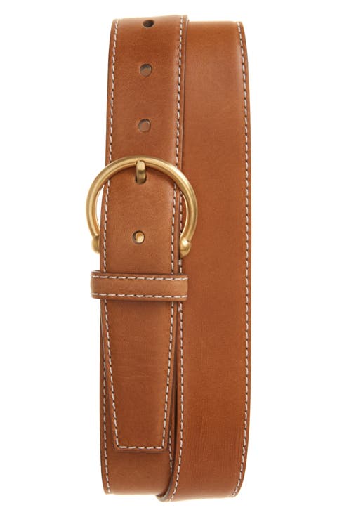 Round Buckle Leather Belt