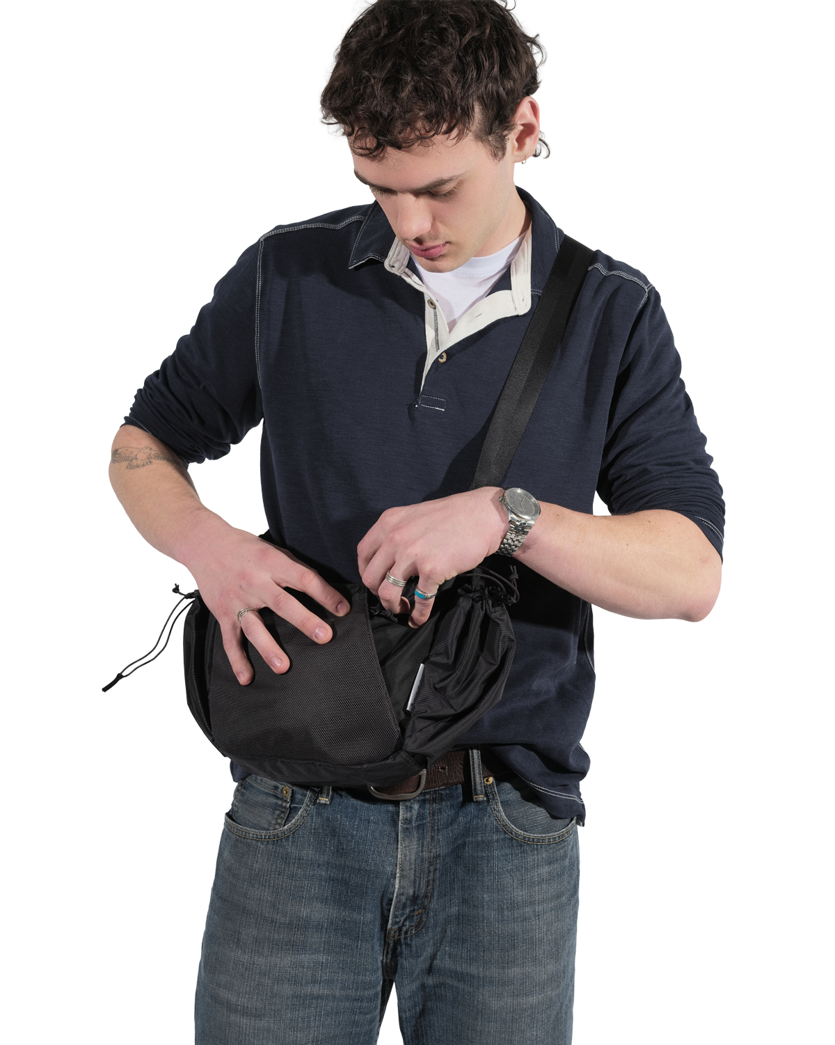 Baboon to the Moon Crescent Crossbody, Alternate, color, Black