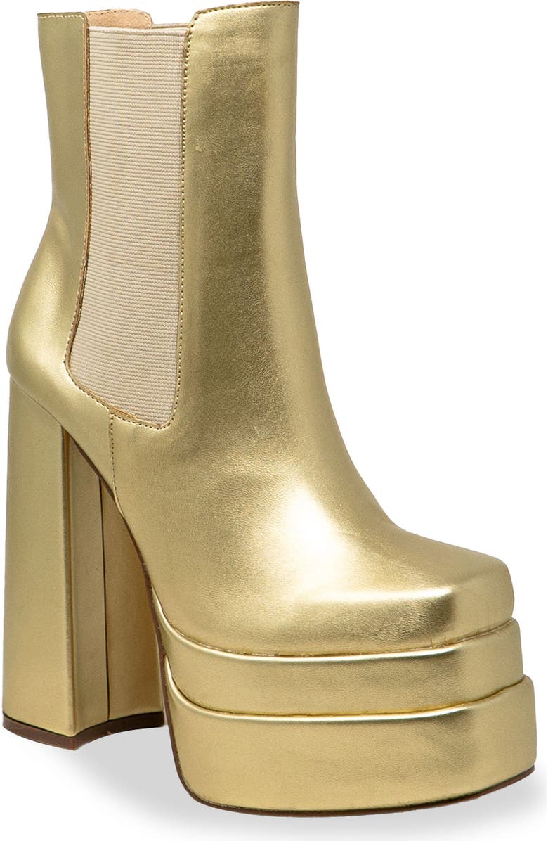 CHASE AND CHLOE Double Platform Chunky Boot, Main, color, Gold Metallic