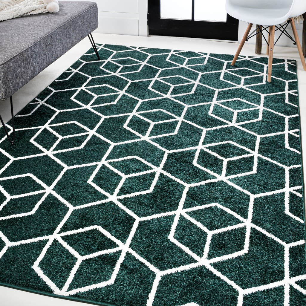 Jonathan Y Tumbling Blocks Modern Geometric Area Rug In Green/white