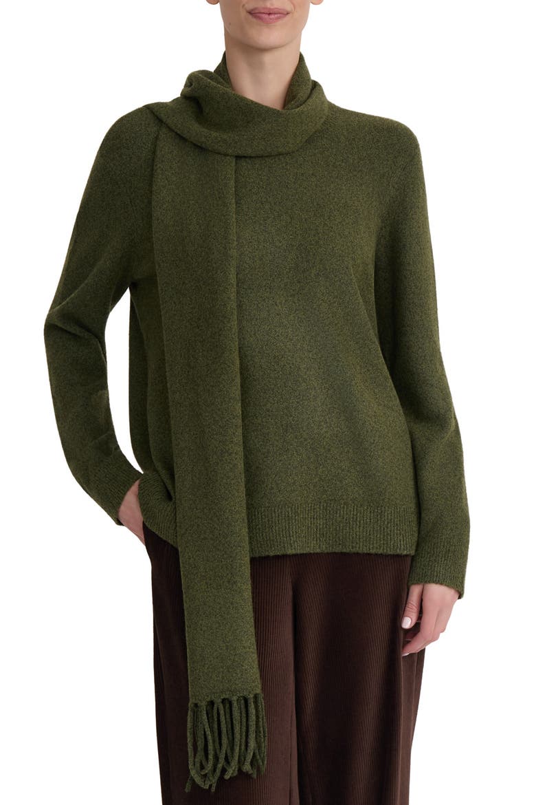 Scarf Detail Sweater, Main, color, JASPER GREEN