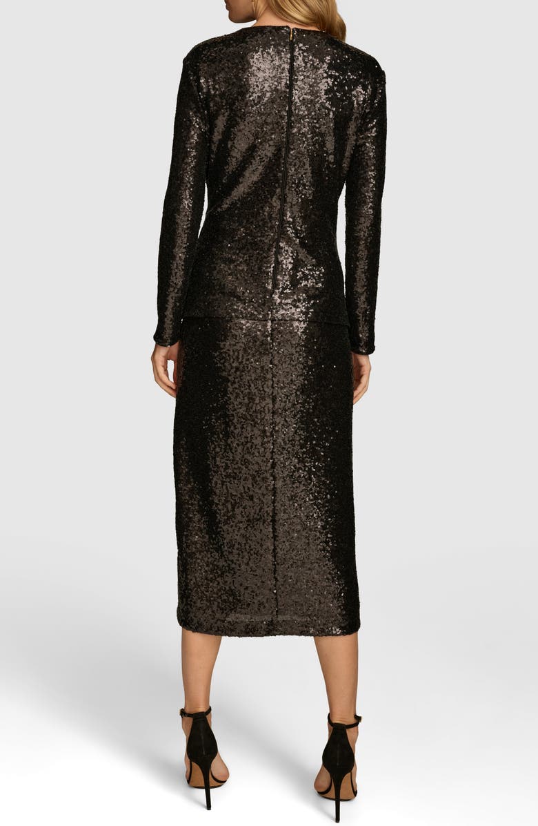 Donna Karan New York Sequin Tie Waist Long Sleeve Top, Alternate, color,