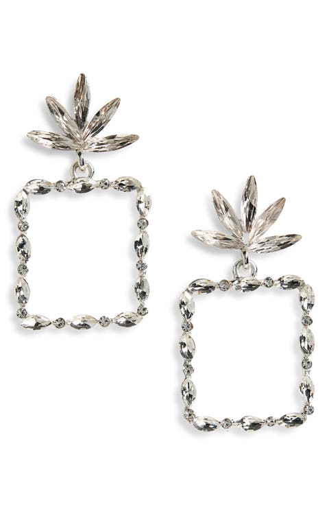 Crystal Open Square Drop Earrings