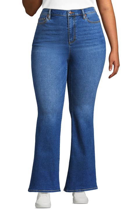 Plus Size High Rise Denim Skinny Flare Jeans
