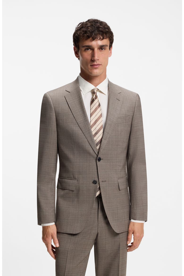 Huge Stretch Virgin Wool Suit, Alternate, color, DARK BEIGE