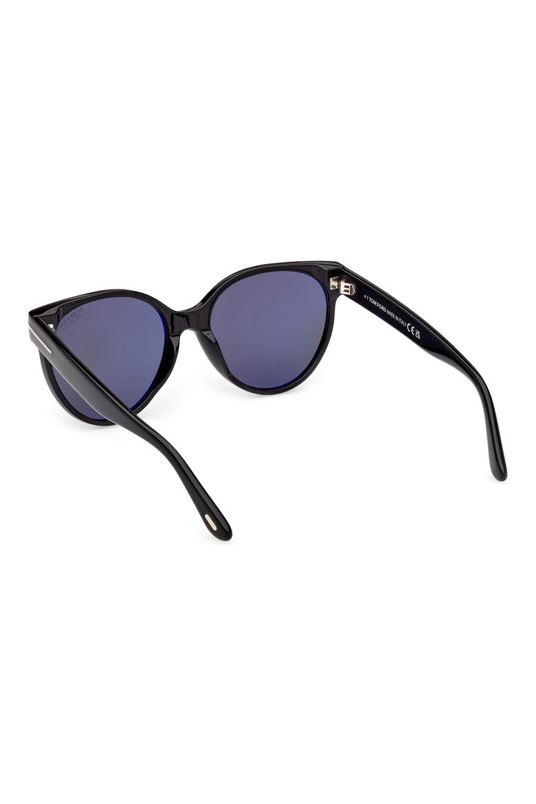 Tallulah 56mm Polarized Round Sunglasses, Alternate, color, BLACK / POLARIZED SMOKE LENS