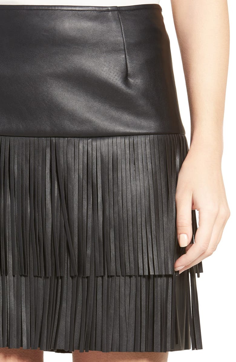 Trouvé Fringe Faux Leather Skirt, Alternate, color, 