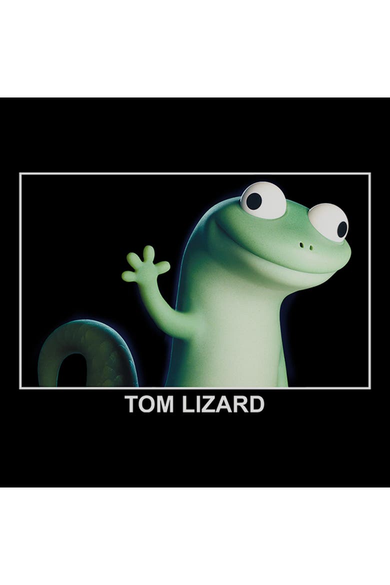 Juniors Hoppers Tom Lizard Happy and Cute Portrait T Shirt, Alternate, color, Black