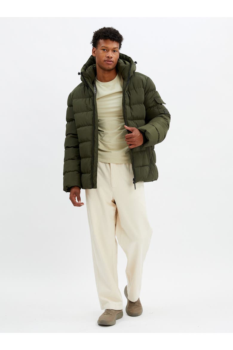 QUILTED PUFFER JACKET, Alternate, color, Leek
