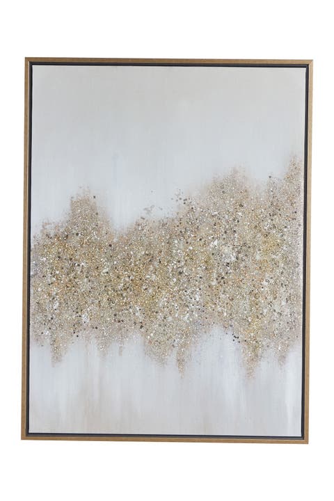 Goldtone Canvas Glam Abstract Framed Wall Art with Gold Frame