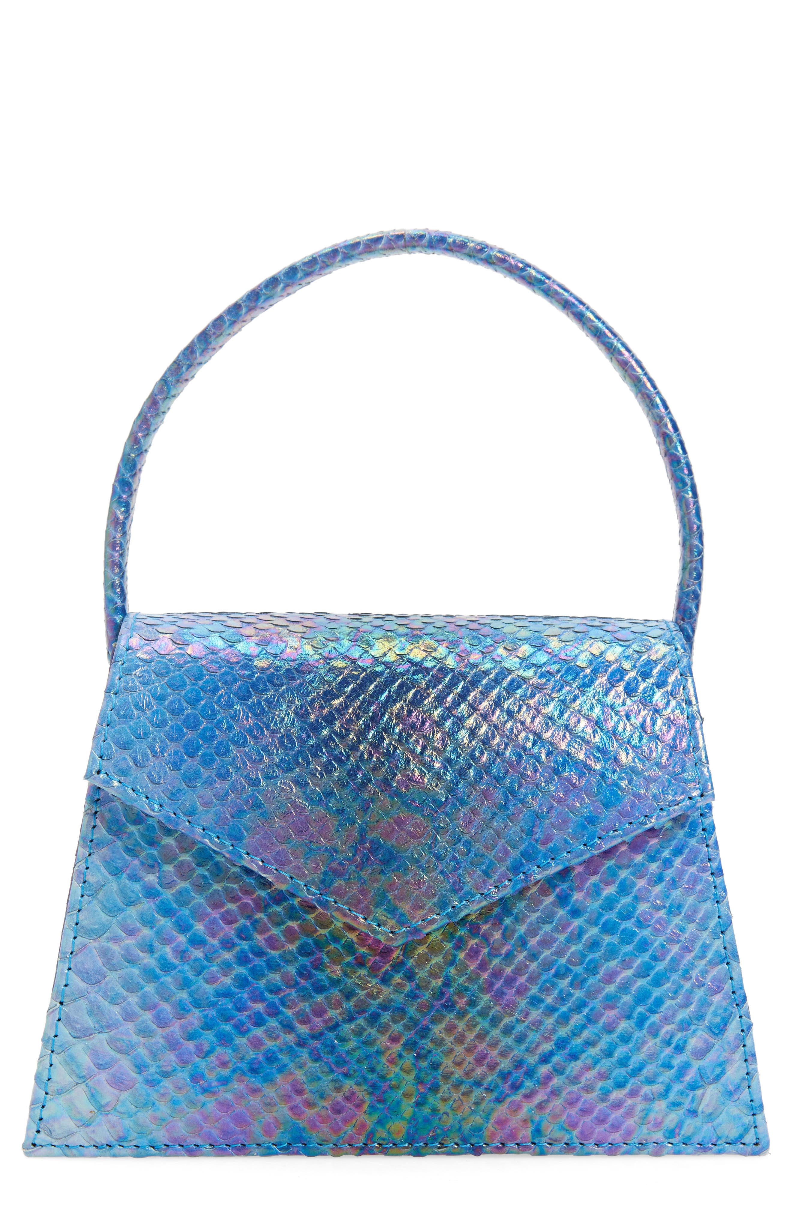 Anima Iris The Zaza Croc Embossed Leather Top Handle Bag, Main, color, 