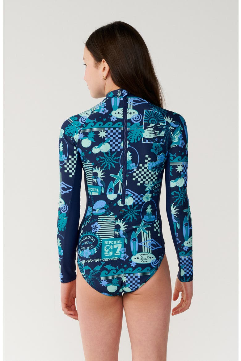 Kids' Costa del Sol Long Sleeve One-Piece Swimsuit, Alternate, color, NAUTICAL BLUE