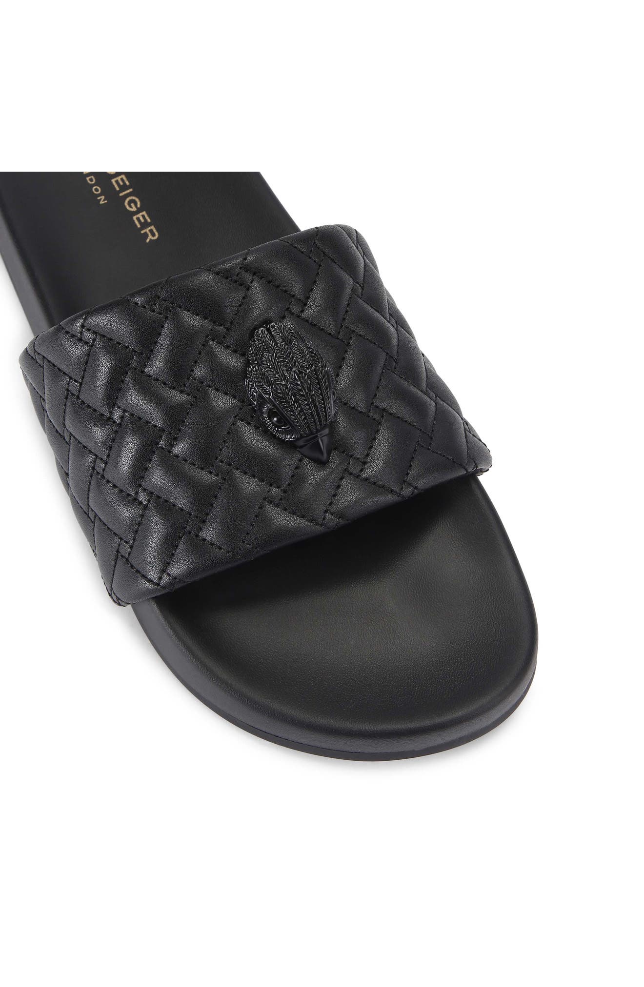 Meena Eagle 2 Faux Leather Slide Sandal, Alternate, color, BLACK