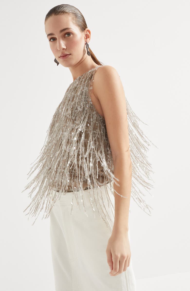 Brunello Cucinelli Glistening Embroidery top, Alternate, color, 