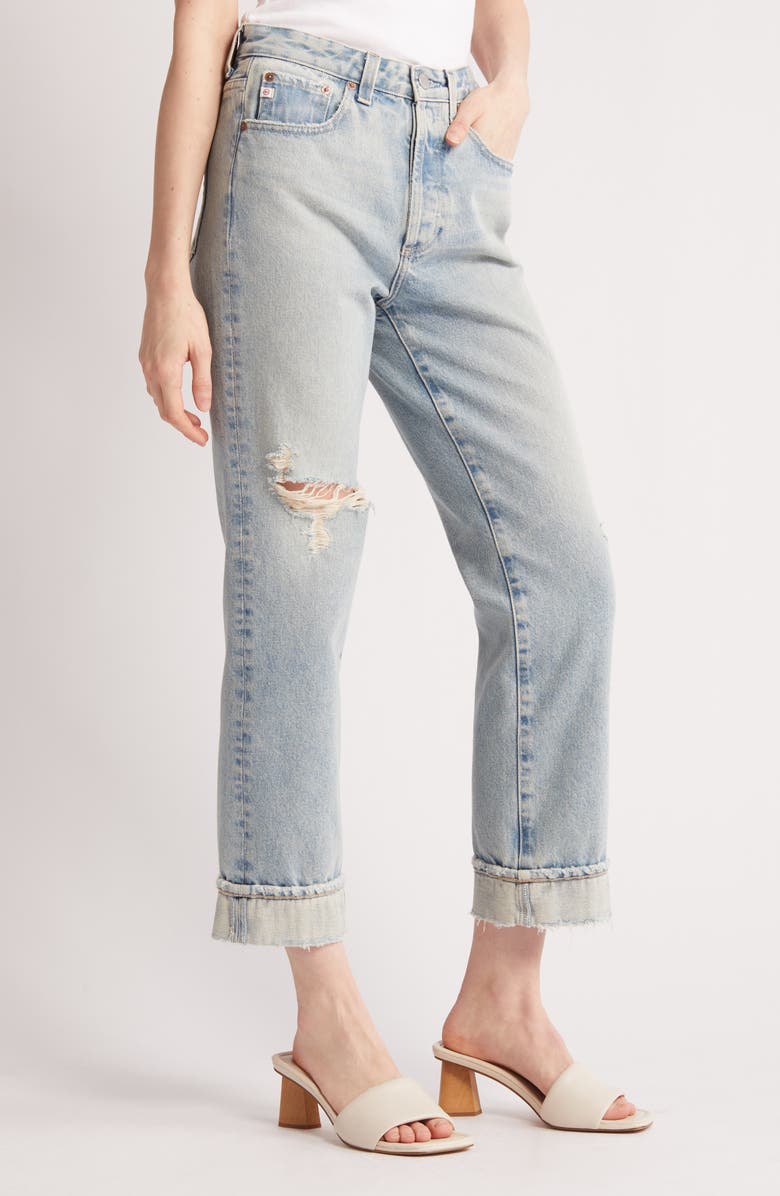 AG Alexxis High Waist Ankle Straight Leg Jeans, Alternate, color, 21 Years Road Trip Destructed