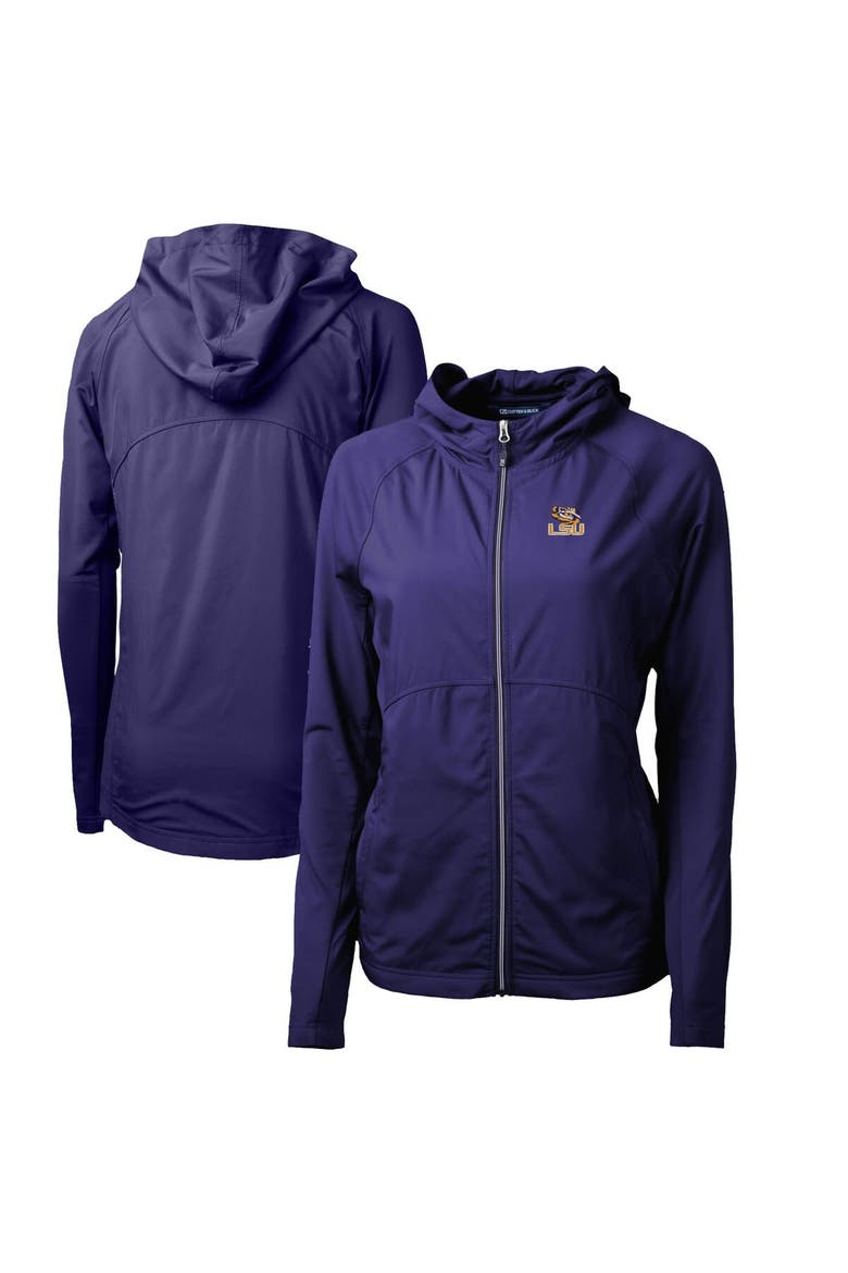 Women's Cutter & Buck Purple LSU Tigers Adapt Eco Knit Full-Zip Hoodie, Main, color, Purple