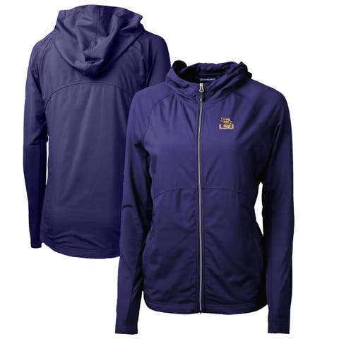 Women's Cutter & Buck Purple LSU Tigers Adapt Eco Knit Full-Zip Hoodie