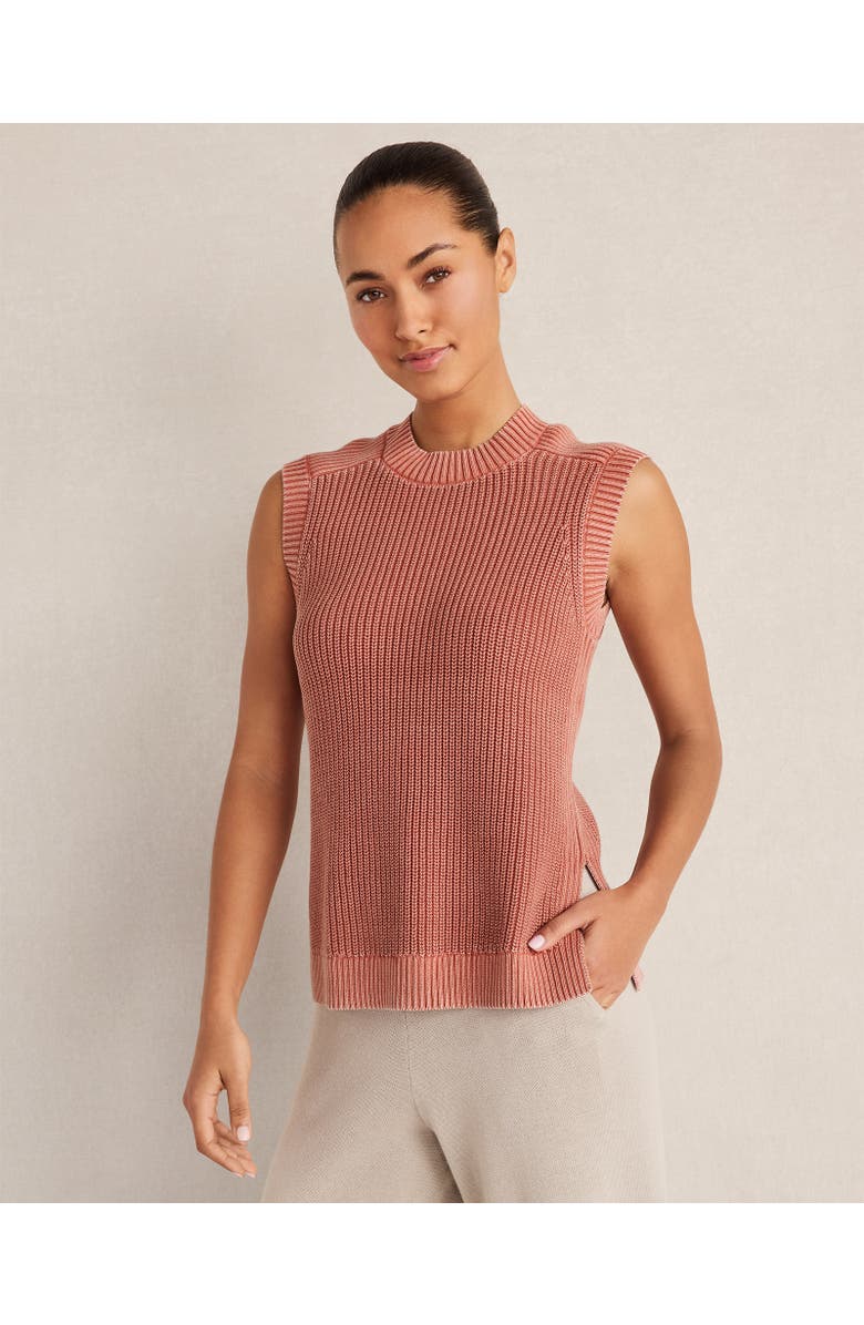 Haven Well Within Garment-Dyed Cotton Shaker Sleeveless Sweater, Main, color, Garment Dye Hibiscus