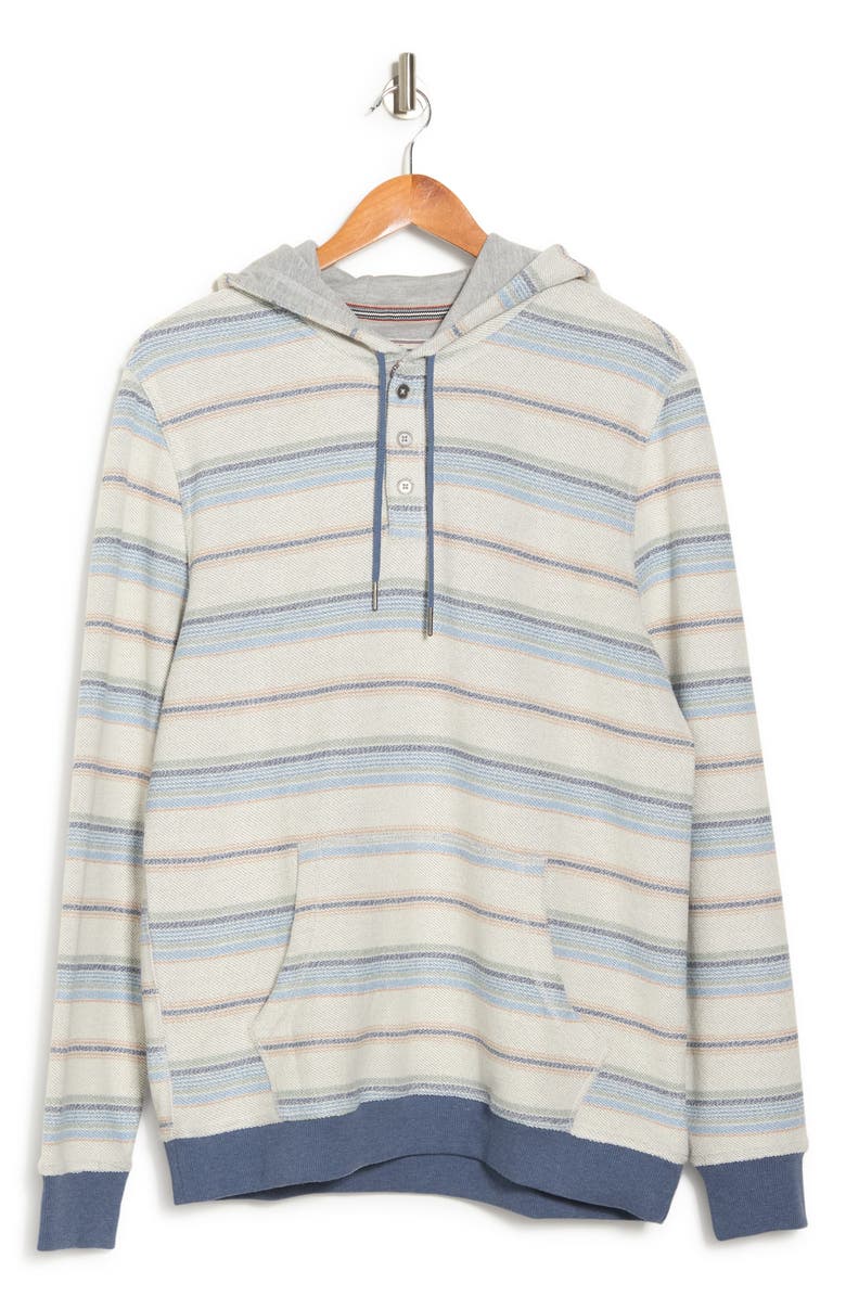 FLAG AND ANTHEM Flag & Anthem Striped Henley Pullover Hoodie, Alternate, color, 