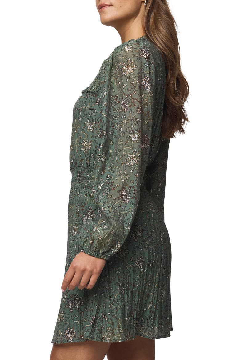 Versailles Floral Print Smocked Long Sleeve Dress, Alternate, color, VINE FLORAL PRINT