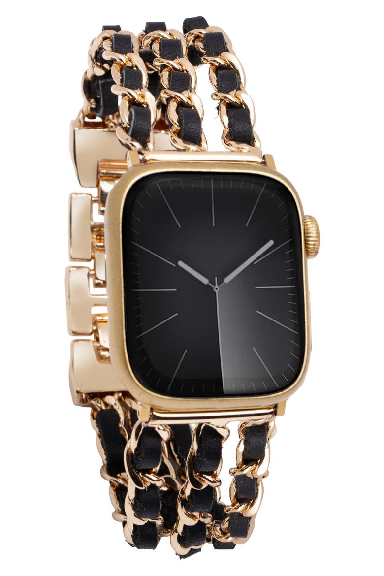 Braided Chain Apple Watch® Watchband, Alternate, color, BLACK