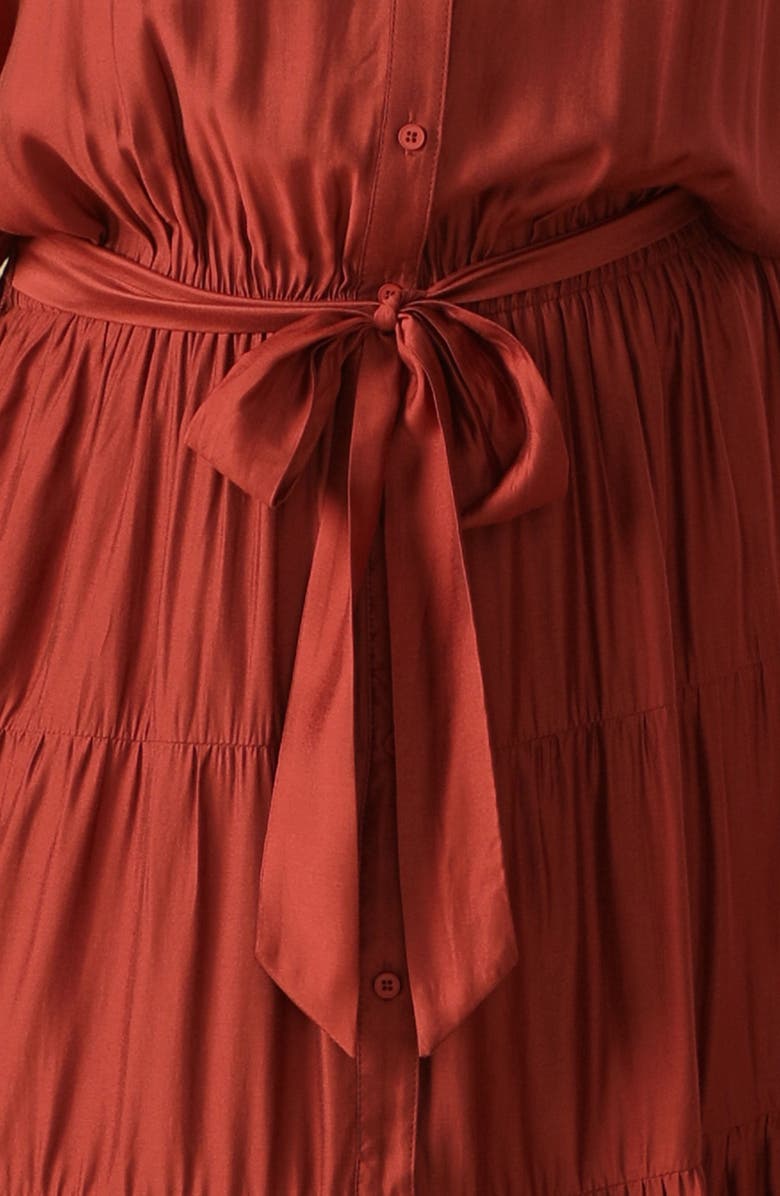 FLYING TOMATO Long Sleeve Maxi Dress, Alternate, color, Brick